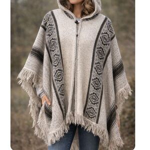 Milmarte Wool Hooded Blanket Poncho